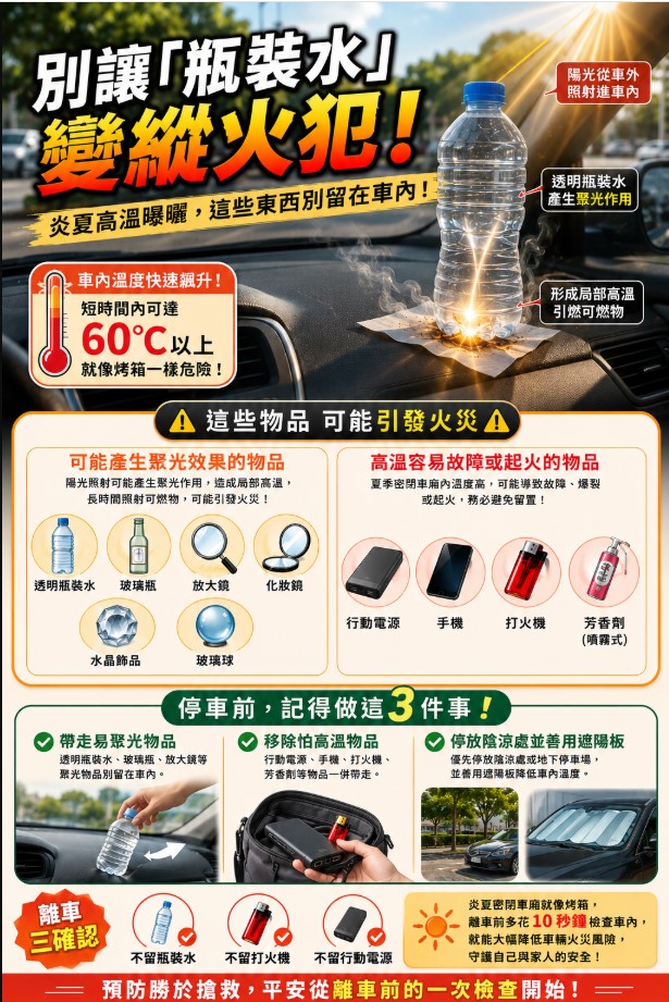  熱到車自己燒起來？實測10分鐘「瓶裝水」變縱火犯！